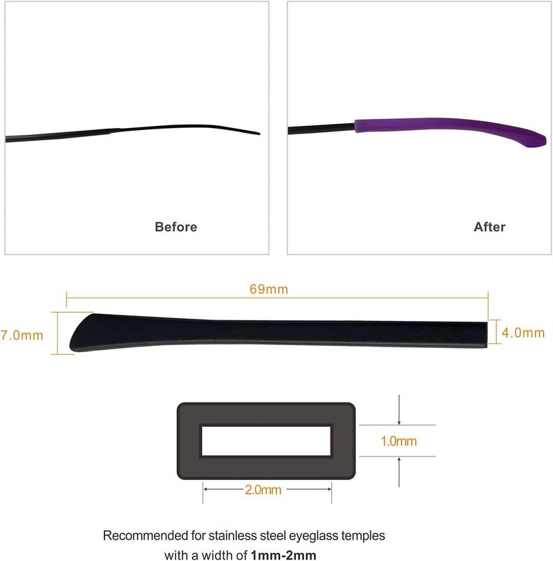 KECHIO Glasses Temple End Tips Soft Silicone Anti Slip Socks Replacement for Eyeglass Thin Arm Covers 5 Pairs - Image 3